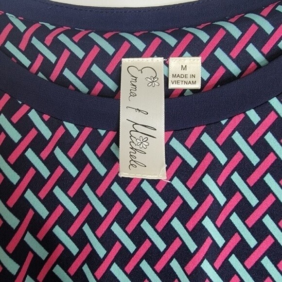 EMMA & Michele Womens A Line Dress Black Geometric Print Size M - Picture 3 of 7